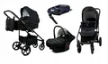 Produktbild: BabyLux® Kinderwagen Set 4 in 1 - Trailux - Onyx - incl. Babywanne, Buggy Sportsitz, Auto-Babyschale, ISOFIX-Basisstation - Autositz - Kinderwagenset - Kombikinderwagen mit Wickeltasche usw.