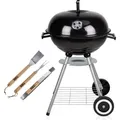 Produktbild: Lone Star BBQ mit Griffen BBQ Holzkohle mit Deckel und Rädern - Barbecue-Grill mit Aschefang - Ø 45 cm - Schwarz