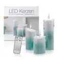 Produktbild: LED Acryl Glitzer Kerze Türkis 3er Set 