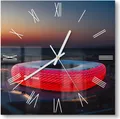 Produktbild: DEQORI Glasuhr 30x30 cm Römisch 'Allianz Arena, München' Wanduhr Glas Uhr Design leise