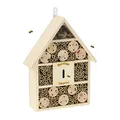 Produktbild: Relaxdays Bienenhotel, Nisthilfe Wildbienen, Garten, Balkon, Insektenhotel zum Hängen, Holz, HBT 38 x 29 x 9 cm, Natur