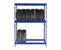 Produktbild: PROREGAL Reifenregal Tiger | HxBxT 180x130x50cm | bis zu 12 Reifen | mit Fachboden | Blau Reifenständer Garagenregal