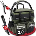 Produktbild: Paradox Fishing Multifunktions-Sitzkiepe I Angelrucksack I Angeltasche Angelkoffer mit Sitz Angelkoffer- viel Platz für Angelzubehör (Starter Set schwarz/grün)