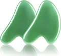 Produktbild: URAQT 2 Stück Gua Sha Stein Guasha Massagesteine Jade Massage Anti-Aging Grün