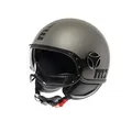 Produktbild: MOMO Design - FGTR EVO E2206, Jet-Helm mit Sonnenblende, offener Helm für Motorräder und Motorroller, für Männer und Frauen, Matt Titanium Frost/Black, XS