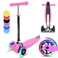 Produktbild: Roller Kinder Kick Scooter 3 Rad 3-6 Jahre LED höhenverstellbar klappbar pink