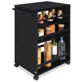 Produktbild: bomoe Nischenwagen Servierwagen auf Rollen mit 3 verstellbaren Ebenen & FSC® Holz Küchenwagen mit Arbeitsplatte – freistehender Universal Rollwagen Küche Bad Büro 50x38x79 cm Schwarz Bengt