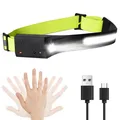 Produktbild: LQWELL ® Stirnlampe LED Wiederaufladbar, COB-Breitstrahl & Spotlight USB-Lade- Kopflampe, 5 Modi Wasserdichte Headlight mit Bewegungssensor & Reflektierendem Kopfband für Joggen, Radfahren, Camping