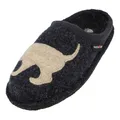 Produktbild: HAFLINGER Flair Dackel Pantoffeln gewalkter Wolle Hund Blau (Kapitän 79), Gr. 38