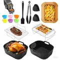 Produktbild: 15 Stück HeißluftfritteuseZubehör Set,für Ninja Double Stack XL SL400EU 9.5L,Silikonform heißluftfritteuse für Ninja AF400EU AF300EU 7.6 L-9.5 LDual Zone Heißluftfritteuse -Backform/Rack/Backpapier