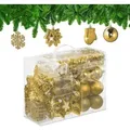 Produktbild: Relaxdays - Weihnachtskugeln 100er Set, Glitzernd, Matt & Glänzend, Baumschmuck, Kunststoff, Verschiedene Designs, Gold