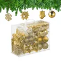 Produktbild: Relaxdays Weihnachtskugeln 100er Set, glitzernd, matt & glänzend, Baumschmuck, Kunststoff, Verschiedene Designs, Gold