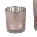 Produktbild: Teelichthalter, Windlicht Schmetterlinge H. 8cm rosa silber aus Glas Formano F25