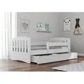 Produktbild: Bjird Kinderbett Jugendbett 80x180 cm mit Rausfallschutz Schublade und Lattenrost Einzellbett - Classic - Weiß - Weiß