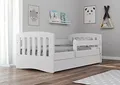 Produktbild: Bjird Kinderbett Jugendbett 80x160 80x180 Weiß mit Rausfallschutz Schublade und Lattenrost Kinderbetten für Mädchen und Junge - Classic I 180 cm