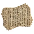 Produktbild: ABAKUHAUS ägyptisch Platzmatten, Altes Hieroglyphen-Schmutz-Muster auf Streifen-Archäologie-Geschichtssprache, Tiscjdeco aus Farbfesten Stoff für das Esszimmer und Küch, Sandbraun Schwarz