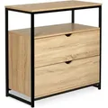Produktbild: Idmarket - Kommode Mit 2 Schubladen Detroit 80 Cm Industriedesign Mit Regal