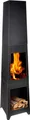 Produktbild: Gartenkamin, Aussenkamin für Terrasse und Garten mit extra Holzlager, Feuerstelle aus Stahl, HxBxT) ca. 150 x 38 x 38 cm
