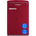 Produktbild: MEDION Retro Kühl-Gefrierkombination (95L Kühlschrank, 13L 4 Sterne Gefrierfach, 108 Liter Nutzinhalt, LED Innenbeleuchtung, Stufenlose Temperatu... - Rot
