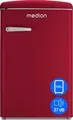 Produktbild: MEDION Retro Kühl-Gefrierkombination (95L Kühlschrank, 13L 4 Sterne Gefrierfach, 108 Liter Nutzinhalt, LED Innenbeleuchtung, Stufenlose Temperaturregelung, MD 37790) rot