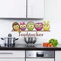 Produktbild: Sunnywall Wandtattoo Topfgucker Eulen Vögel Kochen Küche Essen Wandsticker bunt Farbe Größe 3