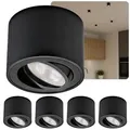 Produktbild: Sweet LED Aufbaustrahler 4er Set schwenkbar flach – LED Deckenspots rund schwarz 5W 230V warmweiß