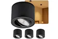 Produktbild: Sweet LED LED Aufbaustrahler 4er Set flache LED Aufbauspots schwarz - rund & schwenkbar, 5 W, 230V, LED wechselbar, Warmweiß, LED Deckenlampe, Deckenspot, Deckenstrahler