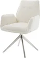 Produktbild: DELIFE Polsterstuhl Zoa-Flex, Kreuzgestell breit Edelstahl Bouclé Weiß 360° drehbar
