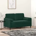 Produktbild: vidaXL 2-Sitzer-Sofa mit Kissen, Dunkelgrün, 120 cm, Samt