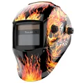Produktbild: TOOLIOM True Color Schweißhelm, Automatische Verdunkelung, Schweißmaske mit Schattierungsbereich 9-13, Großes Sichtfeld Solarbetriebene Schweißhaube, Flaming Skull Style für TIG MIG ARC