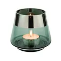 Produktbild: Fink Teelichthalter Ø 11 cm aus Glas türkis kleines Windlicht mit silbernem Rand