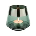 Produktbild: Fink Teelichthalter Ø 11 cm aus Glas türkis kleines Windlicht mit silbernem Rand