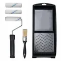 Produktbild: Malerset Klein 5tlg zum Lackieren von Kleinflächen - Farbroller 10cm + 2 Ersatzrolle + Farbwanne + Pinsel 30mm