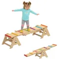 Produktbild: 2 In 1 Balance Wippe Kinder Schwebebalken aus Holz Wippe Schaukelwippe Garten