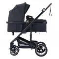 Produktbild: Daliya® NEOMOVE 2in1 Kombi-Kinderwagen | Buggy | klappbare Babywanne und Sportsitz | Große Räder | Rückenlehne stufenlos | Leichter Alu-Rahmen | Großer Einkaufskorb (Schwarz-Schwarz)
