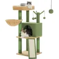 Produktbild: Purpurra Kratzbaum Mehrstöckiger Katzenturm für Wohnungskatzen, 105cm Höhe - Grün