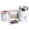 Produktbild: 1,2 kg Epoxidharz, Gießharz, Rissharz + 30 Stck. Estrichklammern + 500g Quarzsand