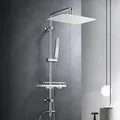 Produktbild: JOHO Edelstahl Regendusche Duschsystem mit Ablage Chrom XXL Kopfbrause 35x25cm