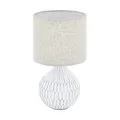 Produktbild: EGLO Tischlampe Bellariva 3, Textil Nachttischlampe aus Keramik mit Boho-Muster und einem Lampenschirm aus Stoff in Hellbraun, Tischleuchte mit Schalter, Lampe Wohnzimmer und Schlafzimmer, E27