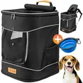 Produktbild: CADOCA® Haustierrucksack bis 12 kg verstellbare Gurte faltbar Kurzleine Reflektorstreifen Haustier Tragetasche Katze Hund Rucksack, schwarz - Schwarz