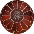 Produktbild: ALMADIH marokkanische Echtleder Sitzkissen Chestnut braun - gefüllt geliefert - Robustes Leder 100% Handarbeit orientalische Ottoman Sitzsack Sitzpouf Bodenkissen Fußhocker Kastanie (Pouf Chestnut)
