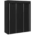 Produktbild: HOMCOM Kleiderschrank Stoffschrank mit Kleiderstange, Ablagen, Reißverschluss Faltschrank Stoffkleiderschrank für Schlafzimmer, Ankleidezimmer, 125 x 43 x 162,5 cm Schwarz