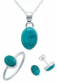 Produktbild: Schmuckset echt 925 Silber mit Türkis - Ring Kette Ohrringe passend in schlichtem Design (SET-023-15-48-45)