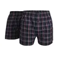 Produktbild: Götzburg Herren Boxershort, Baumwolle, Unterhose, Shorts - Boxers - Popeline, blau kariert, mit Eingriff, 2er Pack (M, Blue-Dark-Check)