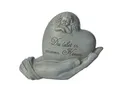 Produktbild: KLP Grabschmuck Herz in Hand Spruch Engel Grabstein Gedenkstein Grabdeko Deko Figur