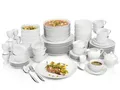 Produktbild: SÄNGER Kombiservice New Port Geschirrset, Weiß (86-tlg), 12 Personen, Porzellan, spülmaschinengeeignet, Premium Collection