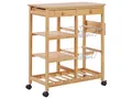 Produktbild: Küchenwagen Flaschenhalter 2 Schubladen Gitterkörbe hellbraun Bambusholz Morino