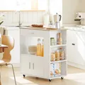 Produktbild: SoBuy FKW113-WN Servierwagen Küchenwagen Kücheninsel Küchenschrank Rollwagen Küchentrolley Mikrowellenschrank Küchenrollwagen Weiß BHT ca.: 75x83x46cm