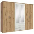 Produktbild: Mid.you Drehtürenschrank Wimex Ben, Weiß, Eiche, Glas, Holzwerkstoff, 4 Fächer, 3 Schubladen, 270x210x58 cm, Made in Germany, BQ - Bündnis für Qualität, DIN EN ISO 9001, Schrankfront mit Spiegel, Schlafzimmer, Kleiderschränke, Drehtürenschränke