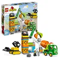 Produktbild: LEGO DUPLO Baustelle mit Baufahrzeugen, Kran, Bulldozer und Betonmischer-Spielzeug für 2-jährige Jungen und Mädchen mit großen Steinen 10990